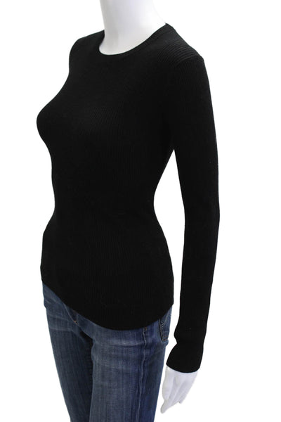 Minnie Rose Womens Black Crew Neck Long Sleeve Pullover Size XS