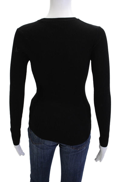 Minnie Rose Womens Black Crew Neck Long Sleeve Pullover Size XS