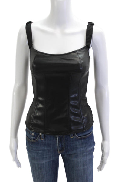 We Wore What Womens Camisole Black Sleeveless Biker Zip PU Size 0