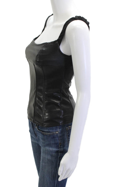 We Wore What Womens Camisole Black Sleeveless Biker Zip PU Size 0