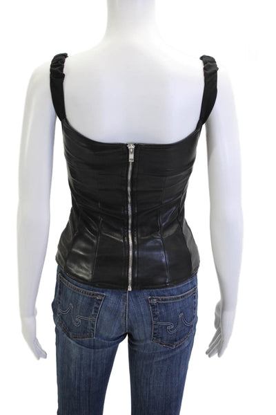 We Wore What Womens Camisole Black Sleeveless Biker Zip PU Size 0