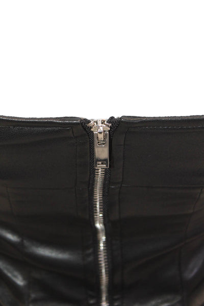 We Wore What Womens Camisole Black Sleeveless Biker Zip PU Size 0