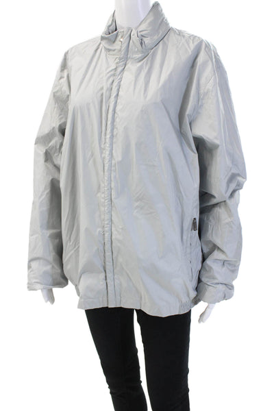 Zegna Sport Unisex Windbreaker Gray High Neck Zip Nylon Size XL