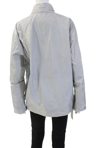 Zegna Sport Unisex Windbreaker Gray High Neck Zip Nylon Size XL