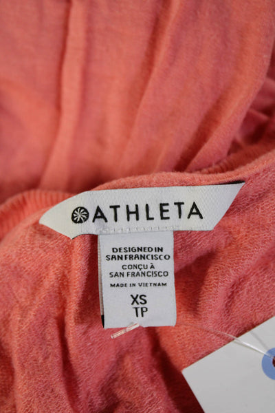 Athleta Womens Basic V-Neck Long Sleeve Modal Spandex Top Pink Size XS