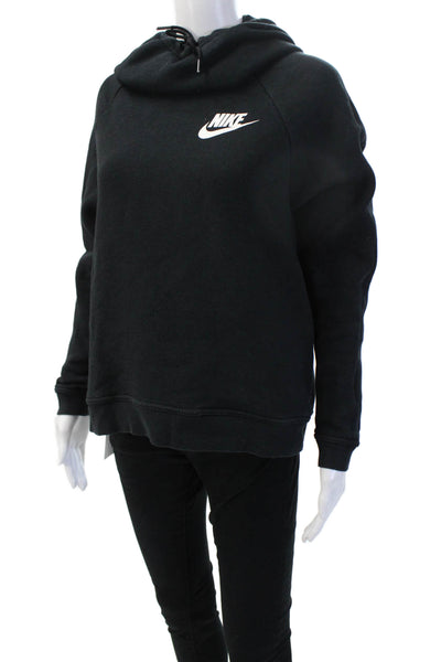 Nike Womens Pullover Hoodie Black Drawstring Long Sleeve Size M
