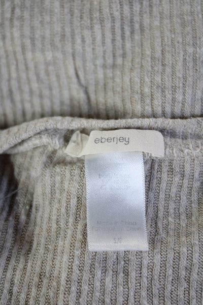 Eberjey Women Basic Striped Round Neck Long Sleeve Top Beige Size S