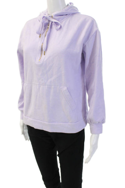 Lily Pulitzer Women Henley Hoodie Purple High Neck Longsleeve Drawstring Size XS
