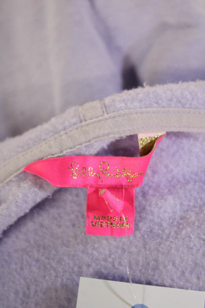 Lily Pulitzer Women Henley Hoodie Purple High Neck Longsleeve Drawstring Size XS