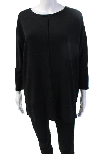 Spanx Womens Black Pullover Sweater 3/4 Sleeve Round Neck Size S