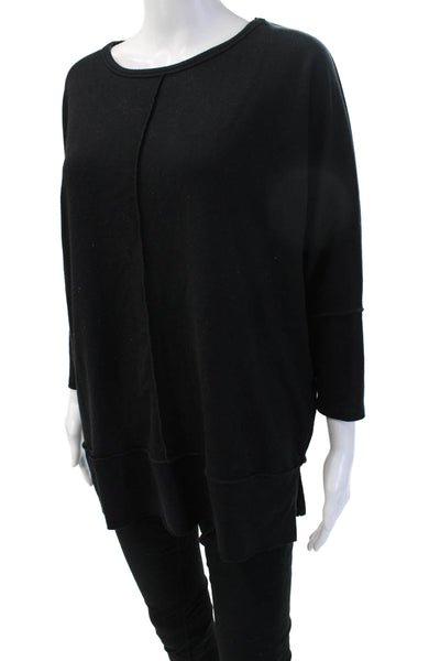 Spanx Womens Black Pullover Sweater 3/4 Sleeve Round Neck Size S