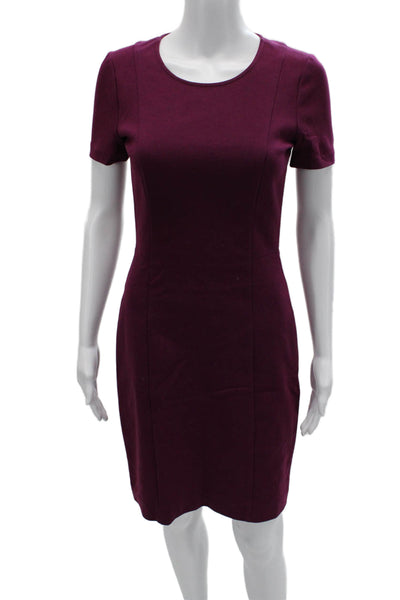 DKNY Womens Sheath Dress Purple Linen Short Sleeve Knee Length Size 0