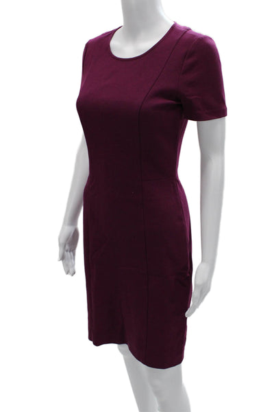 DKNY Womens Sheath Dress Purple Linen Short Sleeve Knee Length Size 0