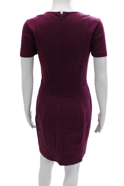 DKNY Womens Sheath Dress Purple Linen Short Sleeve Knee Length Size 0