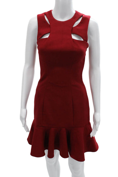 Cinq A Sept Womens Red Sleeveless Bodycon Fit & Flare Designer Dress Size 2