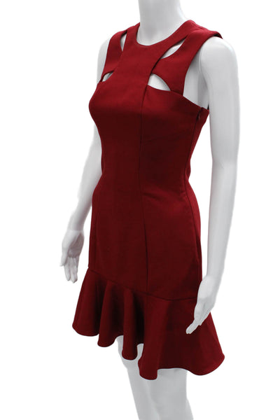 Cinq A Sept Womens Red Sleeveless Bodycon Fit & Flare Designer Dress Size 2