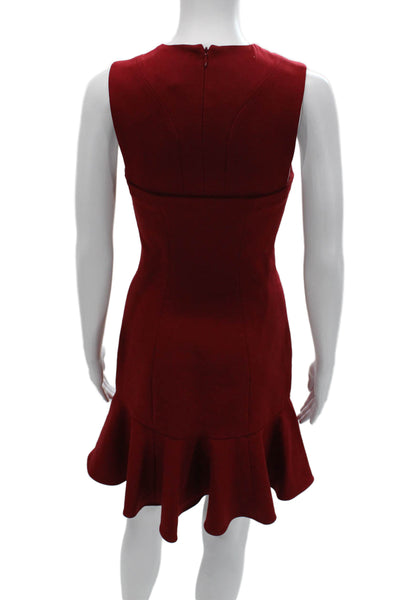 Cinq A Sept Womens Red Sleeveless Bodycon Fit & Flare Designer Dress Size 2