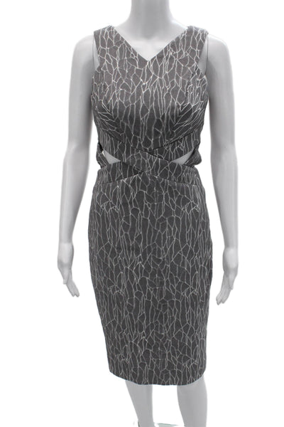 Jonathan Simkhai Women Dark Gray Bodycon Pencil Dress V-Neck Sleeveless Size 2