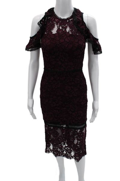 Alexis Women Bodycon Pencil Dress Purple Floral Zip Knee Length Size XS