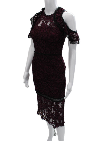 Alexis Women Bodycon Pencil Dress Purple Floral Zip Knee Length Size XS