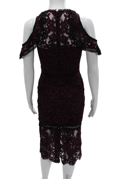 Alexis Women Bodycon Pencil Dress Purple Floral Zip Knee Length Size XS