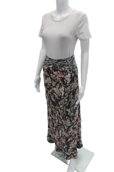 Winter Kate Womens Maxi Graphic Print Black Skirt Long Size S