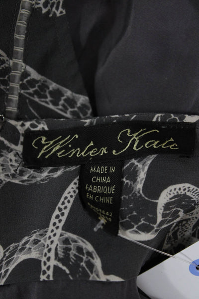 Winter Kate Womens Maxi Graphic Print Black Skirt Long Size S