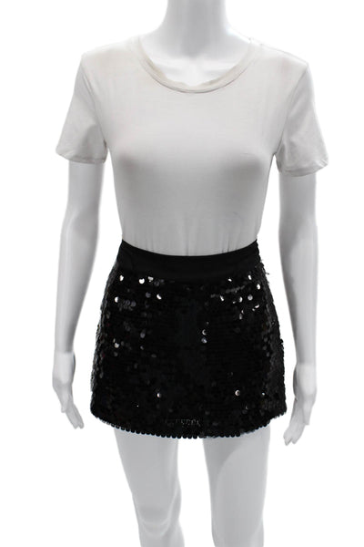 Hanii Y Womens Mini Silk Short Skirt Black Size 40