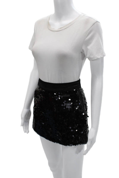 Hanii Y Womens Mini Silk Short Skirt Black Size 40