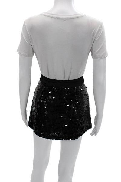 Hanii Y Womens Mini Silk Short Skirt Black Size 40