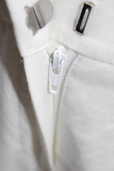 Theory Women Dress Pants White Linen Blend Button Closure Size 2