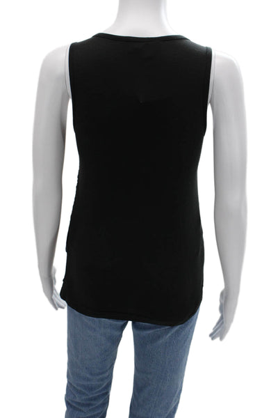 Theory Women Sleeveless Tank Black Cotton Spandex Round Neck Petite Size S