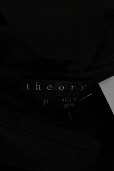 Theory Women Sleeveless Tank Black Cotton Spandex Round Neck Petite Size S