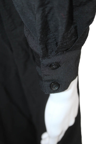 YFB Womens Maxi Shirt Dress Black Long Sleeve Collared Rayon Size XS