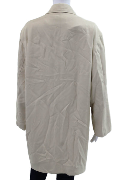 BCBG Max Azria Mens Overcoat Beige Polyester Collared Button Long Sleeve Size S