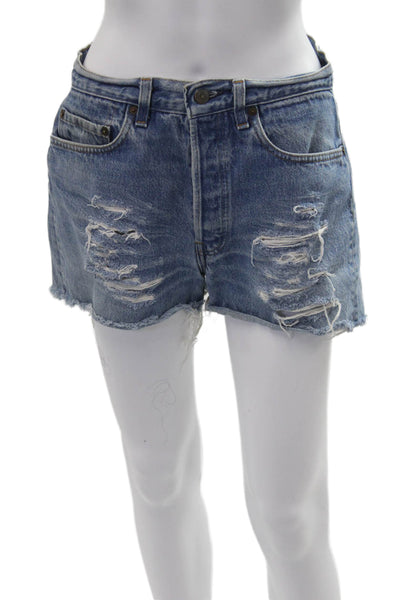 Levis Unisex Blue Denim 90s Button Shorts Size 29
