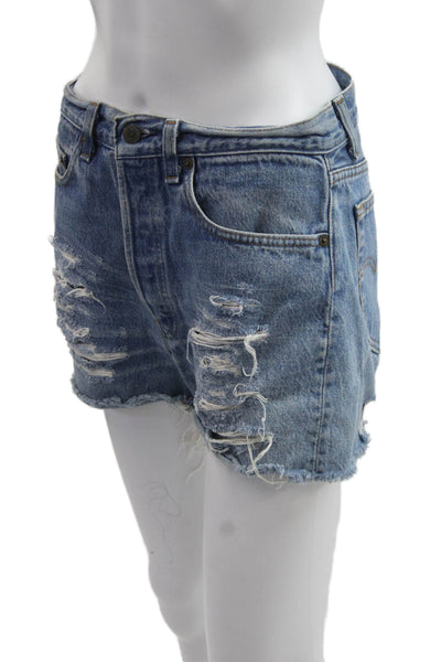 Levis Unisex Blue Denim 90s Button Shorts Size 29