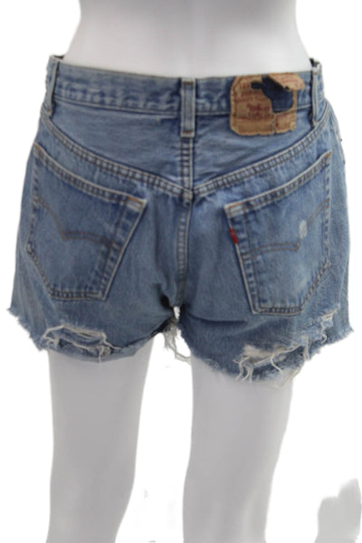 Levis Unisex Blue Denim 90s Button Shorts Size 29