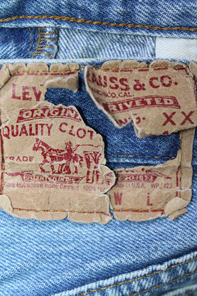 Levis Unisex Blue Denim 90s Button Shorts Size 29