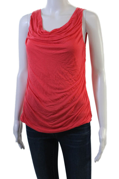Elie Tahari Womens Jersey Tank Red 100% Linen Sleeveless Solid Size XS