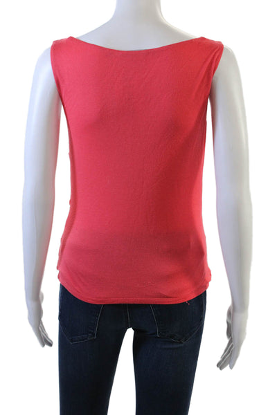 Elie Tahari Womens Jersey Tank Red 100% Linen Sleeveless Solid Size XS