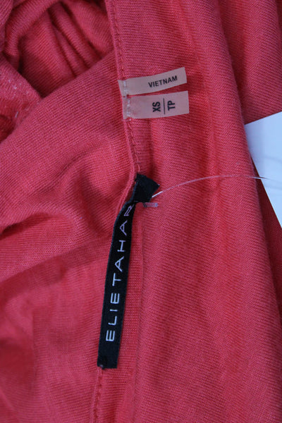 Elie Tahari Womens Jersey Tank Red 100% Linen Sleeveless Solid Size XS