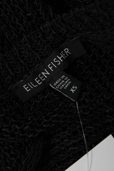 Eileen Fisher Womens Sleeveless Tunic Tank Black Round Neck Linen Size XS