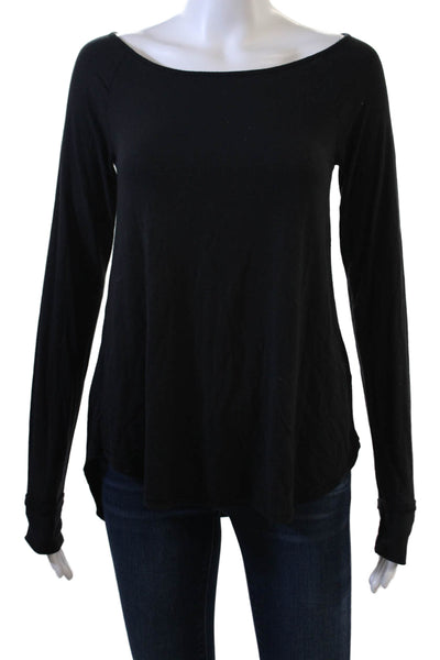 Calypso Saint Barth Women Black Basic Long Sleeve Round Neck T-Shirt Size S