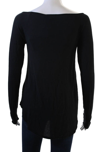 Calypso Saint Barth Women Black Basic Long Sleeve Round Neck T-Shirt Size S