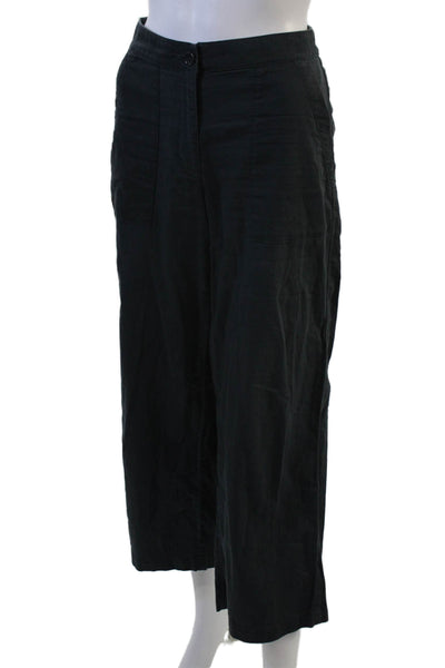 Eileen Fisher Women Cropped Pants Black 100% Organic Cotton Button Size 4P