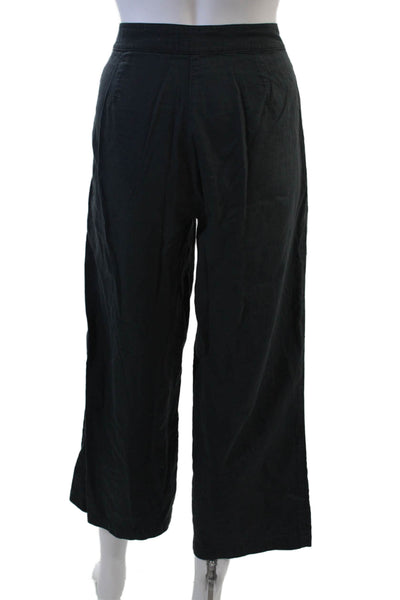 Eileen Fisher Women Cropped Pants Black 100% Organic Cotton Button Size 4P