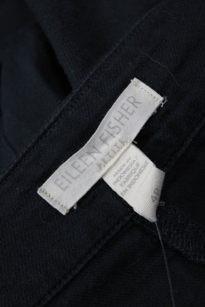 Eileen Fisher Women Cropped Pants Black 100% Organic Cotton Button Size 4P