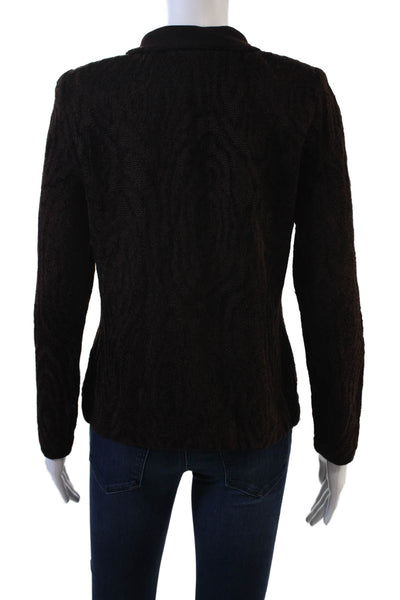 St. John Sport By Marie Gray Women Brown Wool Zip Cardigan Long Sleeve Size S