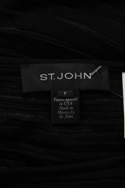 St. John Women Tunic Black Striped 3/4 Sleeve Size PP